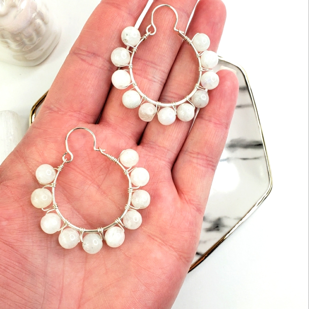 Moonstone Bubble Hoop Earrings